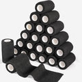 24 Rolls Self Adhesive Bandage Wrap, 4 Inch x 5 Yards Black Athletic Tape Grip Tape, Flexible Non Woven Cohesive Bandage Wrap - color: Black, size: 4 Inch
