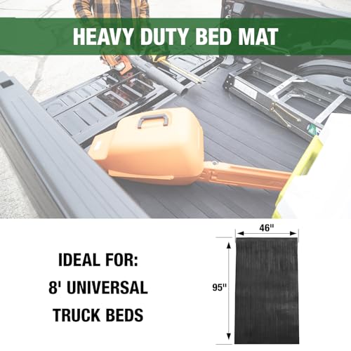 Multi-Purpose Heavy-Duty Rubber Mat, Bed Liner for 8 Foot Long Truck Beds, Made in The USA, 100% Recycled Rubber, Weather Resistant, Will Not Crack, Workshop Floor Protection