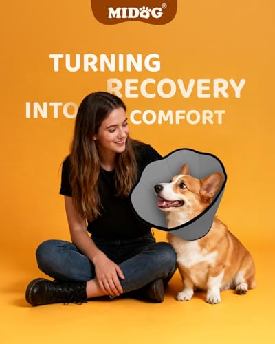 MIDOG Dog Cone Collar After Surgery, Soft Dog Cone Alternative to Stop Licking,Adjustable Elizabethan Recovery Cones for Small to Large Sized Dogs - color: Grey, size: XS