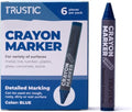 Universal Crayon Wax Marker for Industrial and Craft Detailed Marking on Lumber Metal Carton Ceramics Concrete Glass Plastic Tire, 4 x 1/2", Pack of 6 (Blue) - color: Blue