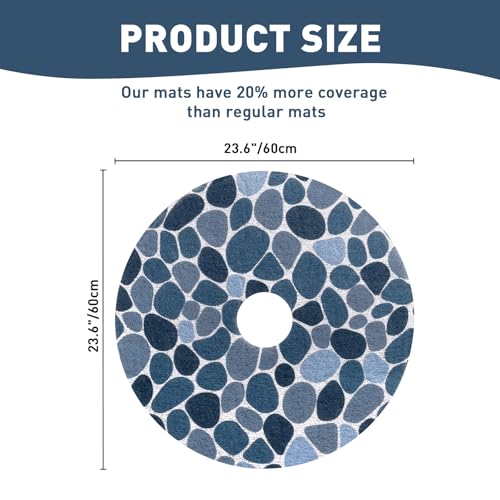 Anti Slip Shower Mat, 24 Inch Diameter Round Non Slip Shower Mats for Inside Shower, Soft Loofah Shower Floor Mat with Center Drain Hole, Quick Drying - color: Cobblestone