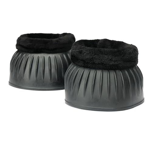 Shires Arma Overreach Fleece Bell Boots - Durable Gum Rubber with SupaFleece Trim and Double Velcro Black/Pony - color: Black, size: Pony