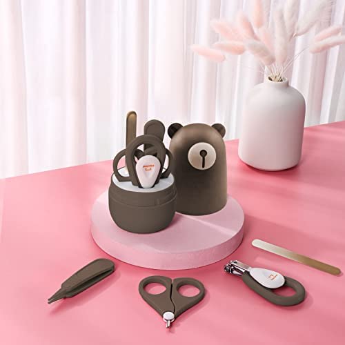 Baby Nail Clippers Set with Cute Case, Infant Fingernail and Toenail File Kit for Newborn Manicure and Pedicure, New Mom Grooming Gift - color: Lan Bronze