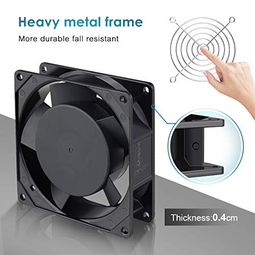 Wathai AC Muffin Axial Fan 110V 120V 92mm 90mm x 25mm Dual Ball Metal | for DIY Ventilation Exhaust Projects Cooling - style: 92x92x25mm