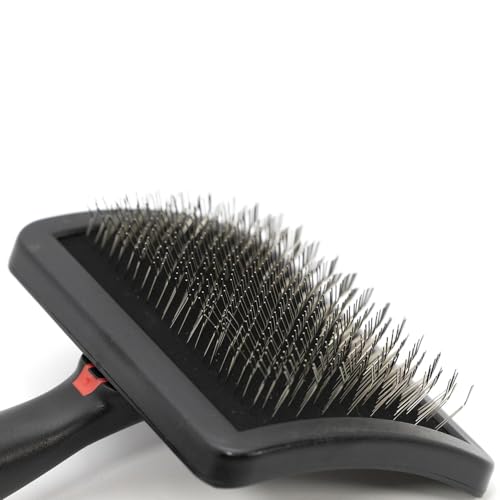 Jeffers Pet Dual Level Pin Universal Slicker Brush for Dogs, Cats & Small Pets - Curved Grooming Brush with Long & Short Pins for Shedding, Detangling, Finishing - Remove Mats & Dead Coat - Large - color: Dual Level Pin, size: Large