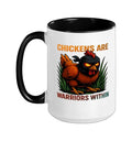Chickens Are Warriors Within Funny Poultry Ninja Ceramic Mug, Black/White, 15oz - color: Black/White, size: 15 Ounces