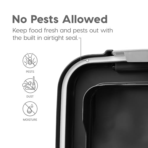 IRIS USA Dog Food Storage Container, Airtight, 30 lb Capacity, Wheels | Airtight seal keeps kibble, bird seed, and pet food fresh while wheels provide easy mobility around the home. - color: Black, size: 30 lbs