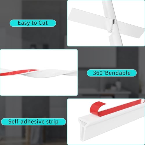 3ft/5ft/6ft/8ft/10ft Collapsible Shower Threshold Water Dam Water Barrier for Shower and Water Stopper Keeps Water Inside Water Threshold for Wet and Dry Separation (5ft, White) - color: White, style: 5ft