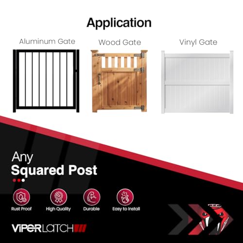 Safetech Hardware ViperX1 Gravity Gate Latch | One-Side Entry Keyed Lock | 2 Independent Latching Hooks Key Lockable One Side | Privacy Gate Gravity Latch | Vinyl, Wood, & Aluminum Gates - Black - color: Black, size: 1 Side Key