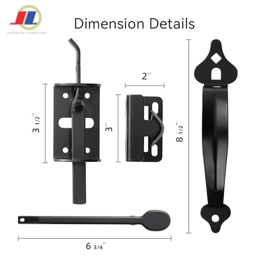 Thumb Latch, Cast Iron Gate Latch Set, Black | Decorative cast iron thumb latch set with handle for wooden gates, fences, barns and sheds; black outdoor gate hardware. - size: Thumb