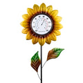 Outdoor Thermometers for Patio, 35.8" Tall Stake Sunflower Thermometer | Indoor Wall Mounted Thermometer Decorative for Yard Garden Pool Decor, Easy-Read, No Require Batteries - style: Sunflowers