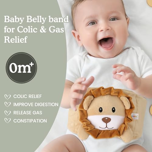 Baby Colic and Gas Relief, Heated Tummy Wrap for Newborns Belly Relief by Soothing Warmth, Baby Heating Pad Swaddling Belt Relief & Soothe Gas, Colic and Upset Stomach in Babies and Toddlers (Lion) - color: Lion