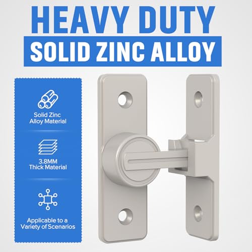 90 Degree Barn Door Lock, Heavy Duty Locks, Nickel-2 Pack | Flip Sliding Gate Latches for Garden, Bathroom, Garage & Sliding Doors - size: 2 Pack Nickel