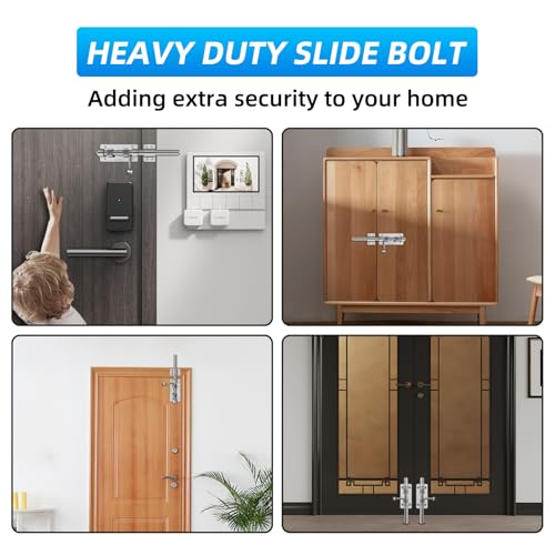 Barrel Bolt Latch, 7.9" Heavy Duty Gate Latch Slide Lock Solid 304 Stainless Steel Bolt Lock for Inside Door, Finished Shed Door Latch (Silver) - color: Silver 8inch