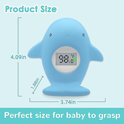Baby Bath Tub Thermometer - Bathtub Water Thermometer with Room Temperature - Safety Floating Whale Bathtub Toy - New Upgraded Mute Flashing Alert, Gift for Mom Newborn Infant