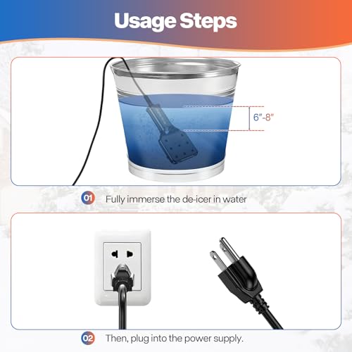 800W Smart Electric Pond De-icer – Rapid Melt for Large Ponds & Horse Troughs, Auto On/Off, 9ft UL Cord, IPX8 Waterproof, Heavy-Duty Farm & Pond Heater