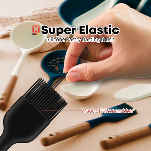 WAGENSTEIGER Silicone Cooking Brush with Wooden Handle: Pastry Brush, For Glazing Pastries and Basting Meats, Heat Resistant Cookware, Gentle Head & Bristle Design, BPA Free, Non-slip Grip