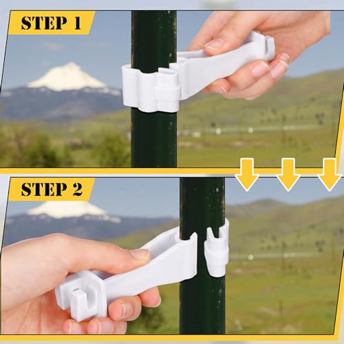 Outus 50pcs Reversed Extender Electric Fence TPost Insulators Snap, White | Fit T Post Insulators, for Electric Fence Wire, Yard Agricultural Ranchers Farm - color: White