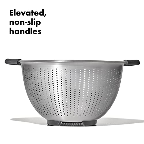 OXO Good Grips Stainless Steel Colander,5 qt. Capacity,Strainer with Non-Slip Handles,Kitchen Colander for Pasta and Vegetables,Nesting Stainless Steel Strainer and Sieve,(Pack of 12) - size: 5 Qt (Pack of 12)