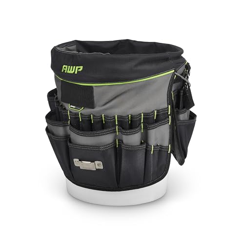 AWP Bucket Tool Organizer 51-pocket, Utility Tool Bag, 1 Pack | Water-Resistant , 51 pockets and loops for Screwdrivers and Electrical Accessories , Fits 5 Gallon buckets