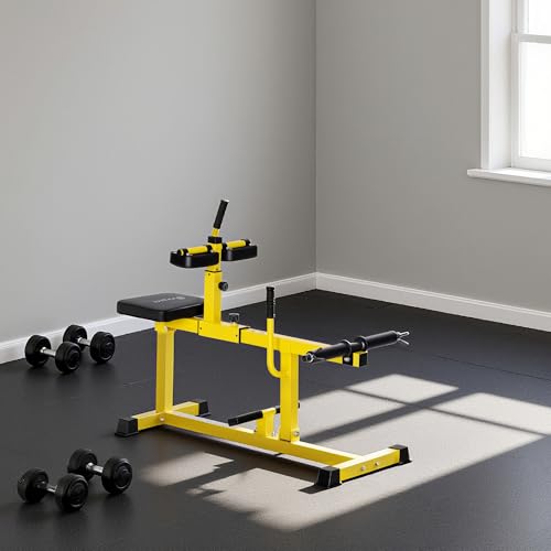 Soozier Seated Calf Raise Machine for Home Gym Waist Arm Training | Adjustable Calf Machine Leg Extension - color: Yellow