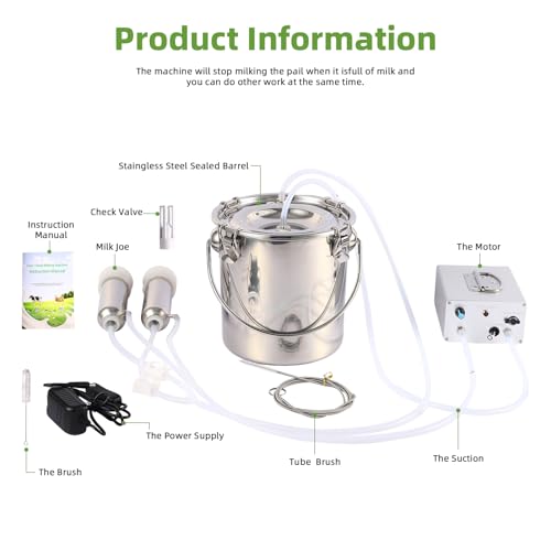 3LCow Milking Machine,13200mAh Rechargeable & Portable Milker,304 Food Grade Bucket with Automatical Vacuum Pulsation for Cows - size: 3L Cow