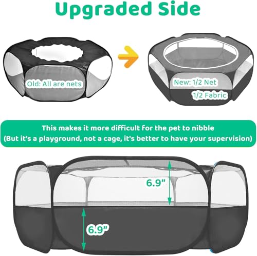 Amakunft Small Animal Pop-Up Playpen with Mesh Cover, 47'' x 23.6'' x 15'' Chicken Brooder Box, Play Pen Indoor Outdoor for Guinea Pigs, Bunny, Rabbits, Ferrets, Chinchillas, Kittens - color: black