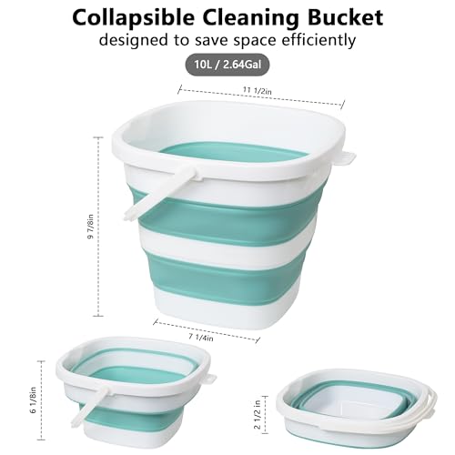 Collapsible Bucket, 2.6 Gallon 10L Mop Bucket for Cleaning, Car Washing, Portable Plastic Tub for Camping, RV, Beach, Fishing, Garden, Indoor and Outdoor Space Saving Wash Basin Ice Buckets - color: Green, size: 10L