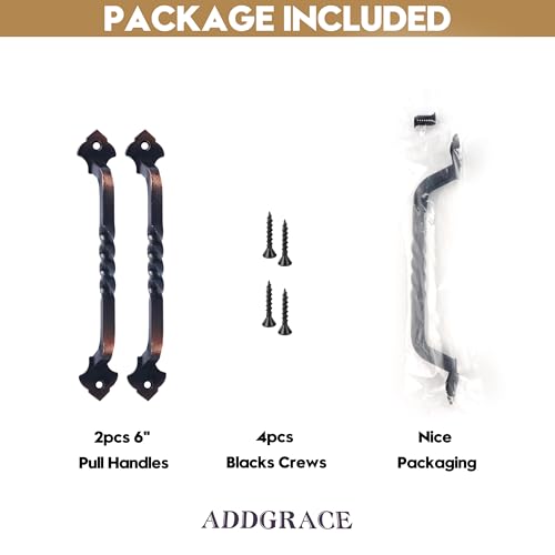 AddGrace 2 Pack Gate Handles for Wooden Gates with Screws 160mm/6 Copper | Durable Solid Steel, Matte Coating, Barn Door Handles, for Garden Gate Shed Wooden Fences, Closet, Wardrobes, Drawer, Rustic - color: Copper