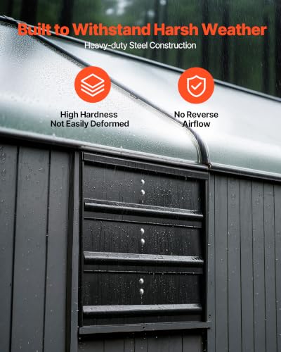 VEVOR 10 inch Shutter Exhaust Fan Wall-Mount Variable Speed Temperature, Automatic Louvers Sturdy Steel Housing, Low Noise, Ventilation and Cooling for Attic, Garage, Barn, Greenhouse, Workshop - size: 10 Inch