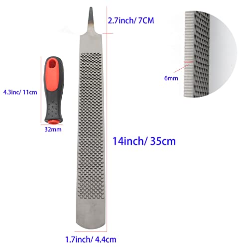 18 Inch Hoof Rasp, Horseshoe File with Rubber Handle, Carbon Steel Farrier File Tool, Suitable for Horse/Goat/Cow/Donkey/Animal Hooves, Strong