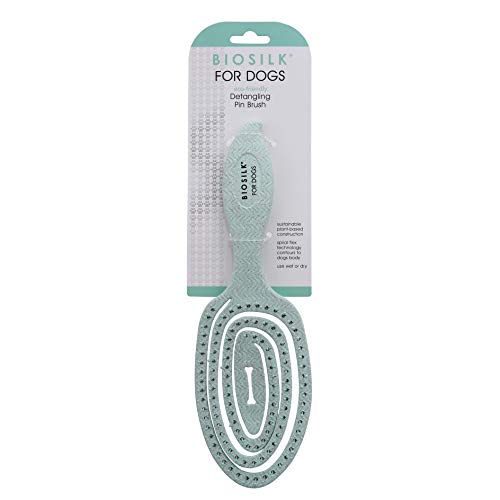 BioSilk for Pets Eco Friendly Detangling Pin Brush for Dogs, Gentle Dog Grooming Brush Designed to Help Remove Knots and Tangles and Support Healthy Coats for All Dogs | Gentle grooming brush removes knots and tangles, supports healthy coats for all dog b