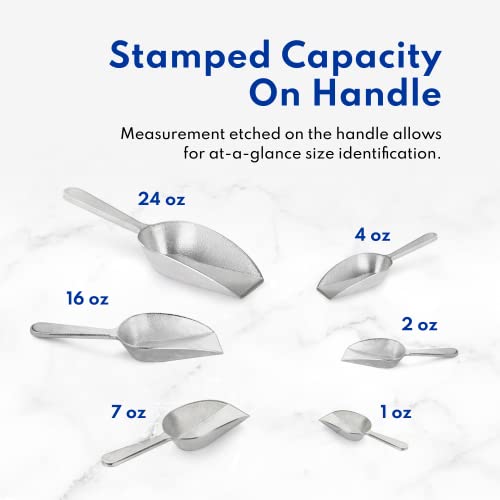 New Star Foodservice One-Piece Cast Aluminum Flat Bottom Bar Ice Flour Utility Scoop, 4-Ounce, Silver - size: 4-Ounce