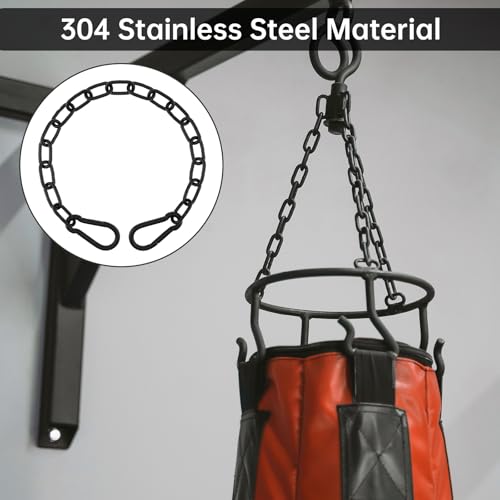 20 inch Gate Chain Lock with Both-Ended M8 Carabiners,Chain Dia 5 mm,Black | 304 Stainless steel, for outdoor fence gates,pet cages, easy to lock/unlock, extra security, for gate that wouldn’t stay shut - size: 20" x 13/64"