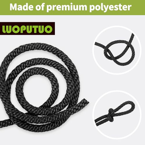 1/2 Inch × 100 FT Black Polyester Solid Braid Rope – UV & Abrasion Resistant, Low Stretch, Multipurpose for Flagpole Halyard, Clothesline, Camping, and Utility Tasks - size: 1/2 In×100 FT