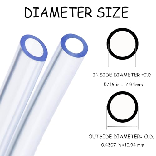 20 Feet PVC- 5/16" ID Clear Vinyl Tubing Food Grade Multipurpose Tube for Beer Line, Kegerator, Wine Making, Aquaponics, Air Hose - size: 5/16" ID, style: 20 Feet