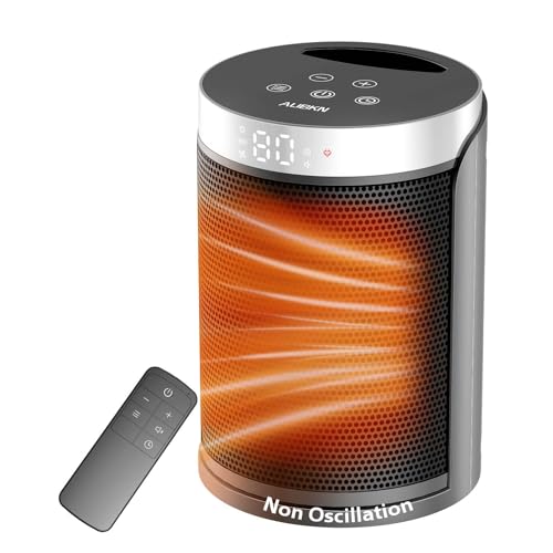Space Heater, Portable Electric Heaters for Indoor Use with Remote | Thermostat,12H Timer, 5 Mode, Digital Display, Touch Key, 1500W Quiet PTC Ceramic Fast Safety Heat for Office, Bedroom,Desk