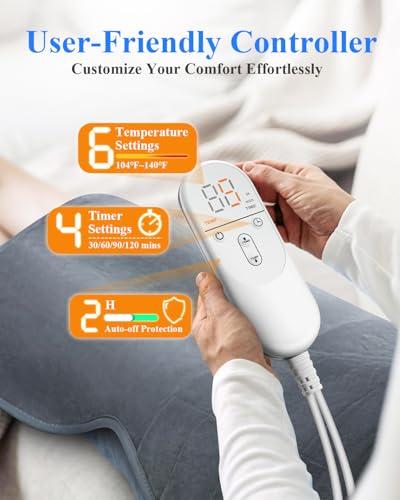 Heating Pad for Neck Shoulders and Back, 2.7lb Weighted Electric Heat Pad 6 Heat Levels 4 Auto Timers, 22"x37" Large Heated Pad for Full Body Relax, ETL Certified, Birthday Gifts for Women Men Mom Dad