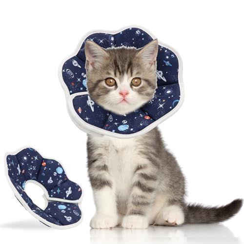 Soft Cat Cone, Adjustable Recovery Collar After Surgery to Prevent Licking Wound, Protective Cat Neck Cone, Comfortable Pet Elizabethan Collar for Cats Kittens and Puppies (XS) - size: XS (Neck: 2.7-4.8 in)