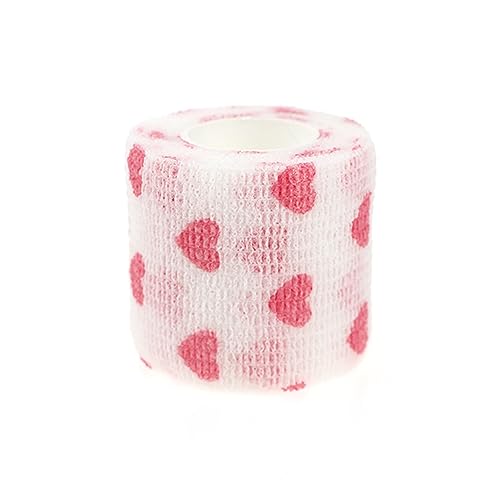Self Adhesive Bandage Wrap Animal Cohesive Bandage Self Adherent Wrap First Aid Tape for Dogs Cats Horses Birds & Wrist Healing Ankle Sprain (2 Inch Heart 6 Rolls) - color: 2 Inch Heart 6 Rolls