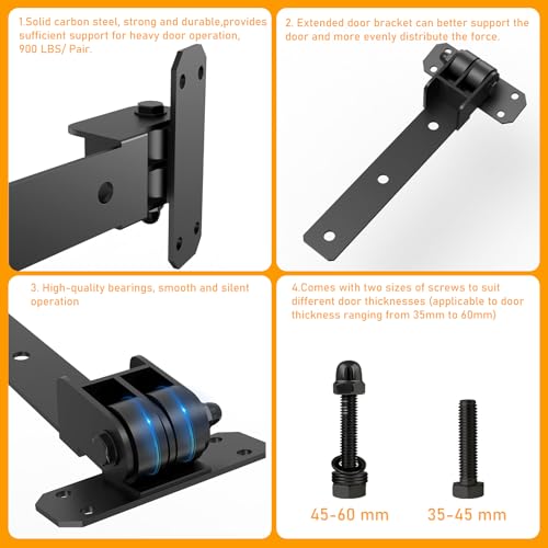 Heavy Duty Gate Hinges, 900 Lbs Capacity and Sealed Built-in Ball Bearings | 13" Bolt-On or Weld-On Hinges,180° One-Way Open Gate Hinges for Wooden/Metal Gates,Driveway Gates,Fence, Sheds( Matte black)