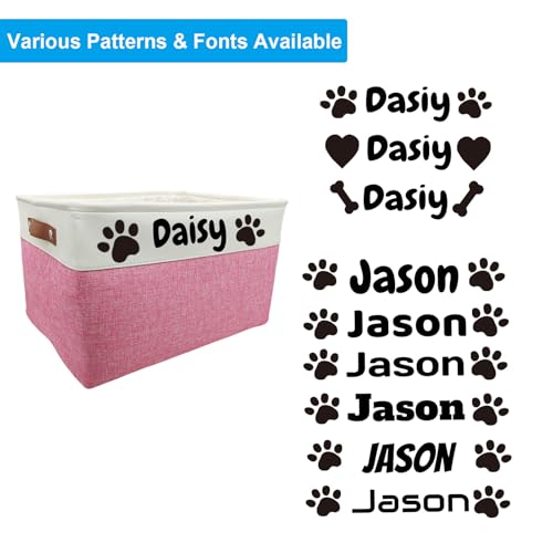 Personalized Dog Toy Basket Dog Toy Box with Pet`s Name for Dog Chew Toys,Clothing,Stuff - color: Personalized, size: M:15"L x 11"W x 9"H