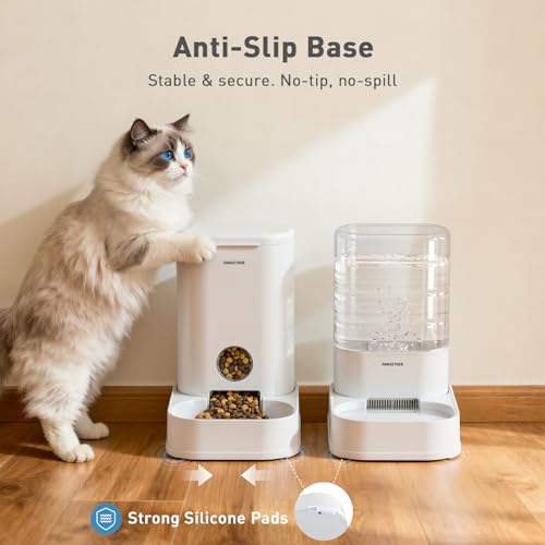 PAWGETHER® 2 Pack Gravity Cat Feeder and Water Dispenser No-Electricity 1 Gallon/3.5L Automatic Cat Feeder and Waterer Dog Water Bowl Dispenser Pet Food Dispenser Puppy Kitten Rabbits - color: Feeder + Waterer (2-Pack)