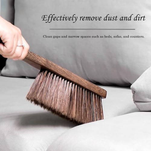 Hand Broom Brush Dust Cleaning: Hand Brush, Dusting Brush, Couch Brush, Soft Brush Cleaning, Dust Broom, Handheld Broom, Bed Brush, Hand Brush for Cleaning The Bed, Sofa, Fireplace, car, etc. - color: Brown