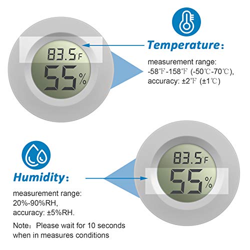 Weewooday 8 Pcs Mini Hygrometer Thermometer Digital LCD, White | Monitor Indoor Outdoor Room, Humidity Meter Temperature Gauge for Greenhouse Garden Reptile Incubator Cellar,℉ or ℃ - size: White