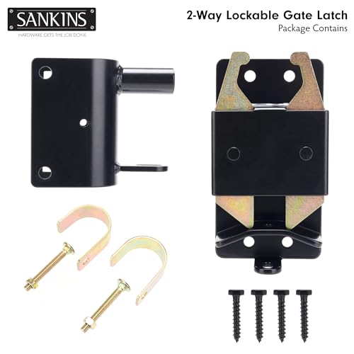 2 Way Heavy Duty Lockable Gate Latch, Black Anti-Sag Farm Gate Latch, Two-Way Livestock Gate Latch Hardware for Farms, Metal Gates, Ranches, Pet Cages, Fences, Stables, 1 pcs