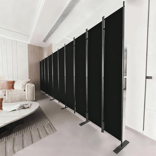 C-Hopetree 10 Panels Room Divider, 6 Ft Tall Indoor Folding Privacy Screen, Portable Partition Separator, Freestanding Separation Temporary Wall for Office, Bedroom, 197" W X 71" H, Black - size: 10-Panel