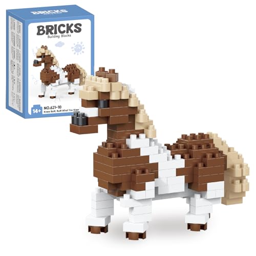 QISHOUTING Horse Mini Building Toy for Kids, Farm Animals Mini Stallion Building Blocks & Learning Toy for Girls Boys, Stallion Figurine Toys for Adults Girls, Birthday Party Favors Stocking Stuffers - style: Stallion