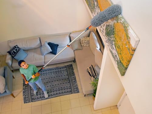 30 Foot High Reach Duster Kit with 5-24 ft Extension Pole for Cleaning | High Ceiling Dusting & Window Cleaning Kit with Telescopic Pole, Window Washer Squeegee, Cobweb Duster, Fan & Feather Dusters - size: 24 feet