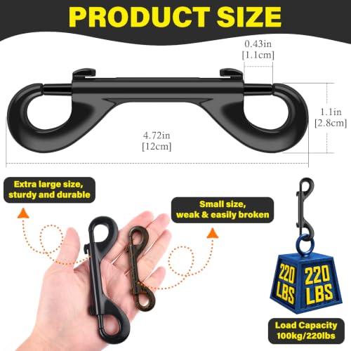 ERKOON 4.7 Inch Double End Trigger Snap Bolt Hooks for Horses (6 Pack) | Heavy Duty Metal Clips, Large Trigger Snap Hooks for Feed & Water Buckets, Hay Net, Horse Stall, Fence & Farm Daily Use - size: 6 Pack